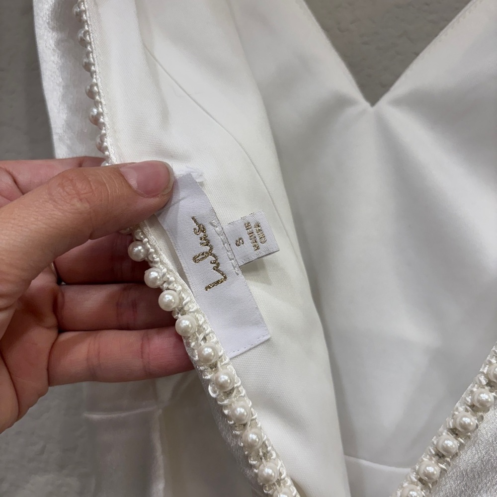 NWOT Lulus Ready For Forever White Satin Pearl Tie-Back Maxi Dress - Picture 6 of 9